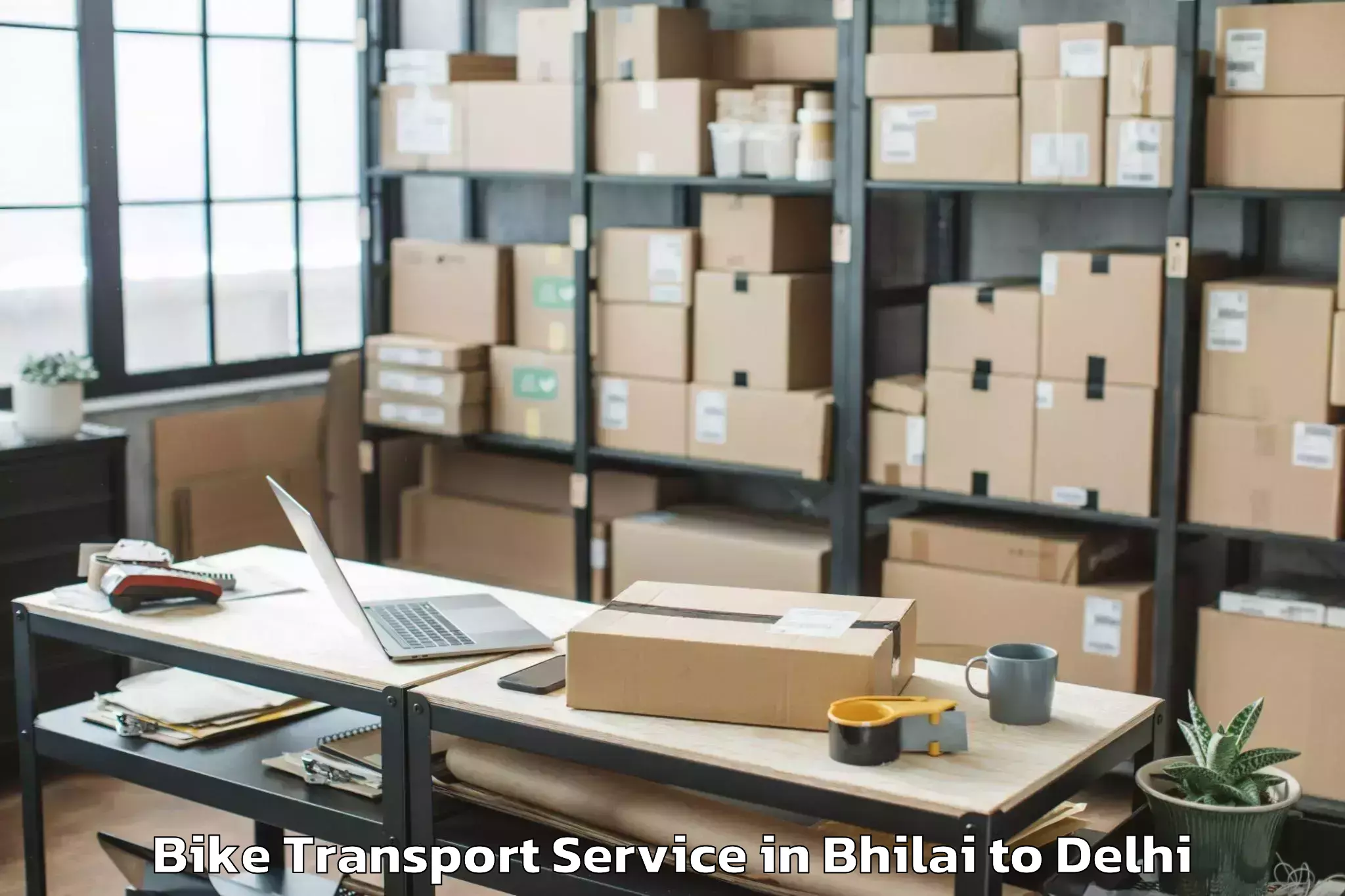 Book Bhilai to Flatted Factory Complex Okhla Bike Transport Online